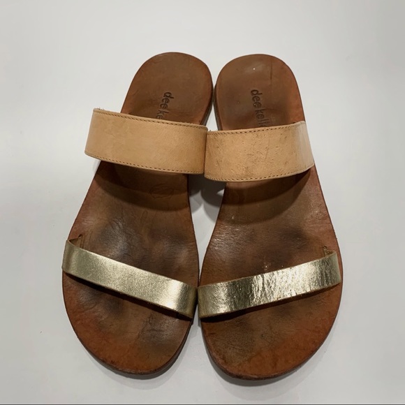 DEE KELLER METALLIC LEATHER STRAPPY SANDALS - Picture 9 of 11